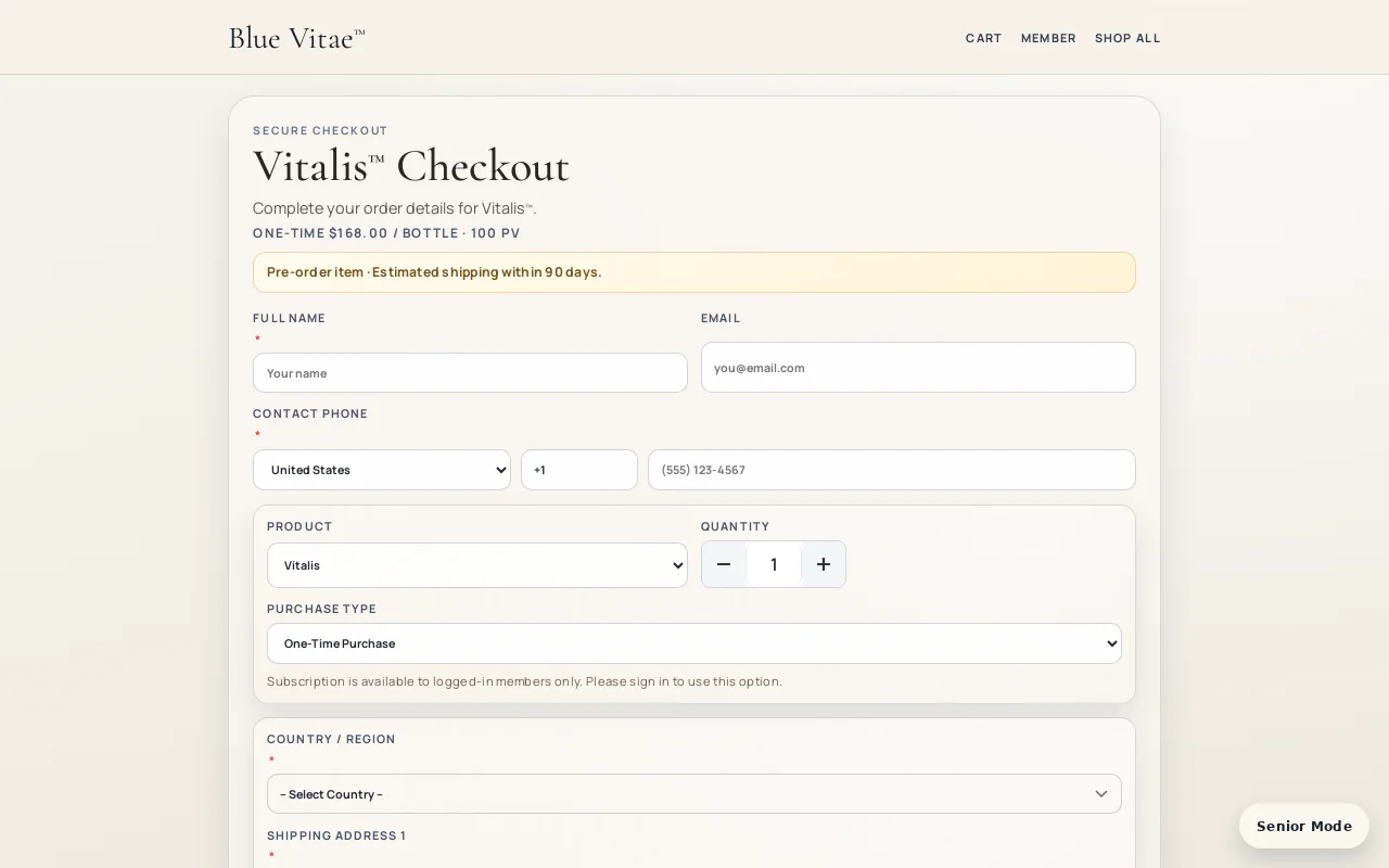 Checkout page